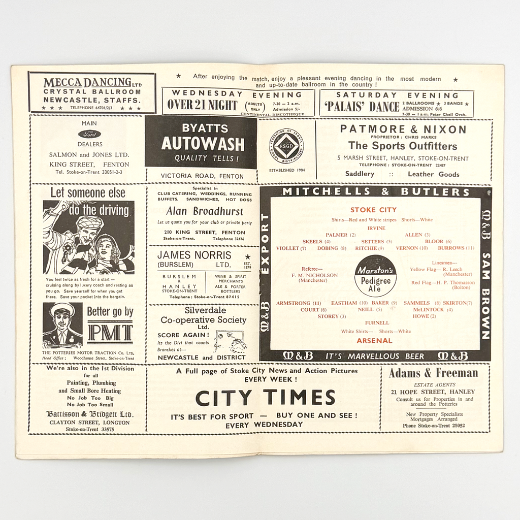 Stoke City vs Arsenal Programme (29 January, 1966)