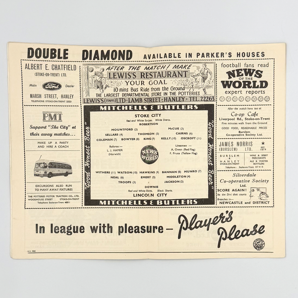 Stoke City vs Lincoln City Programme (23 February, 1957)