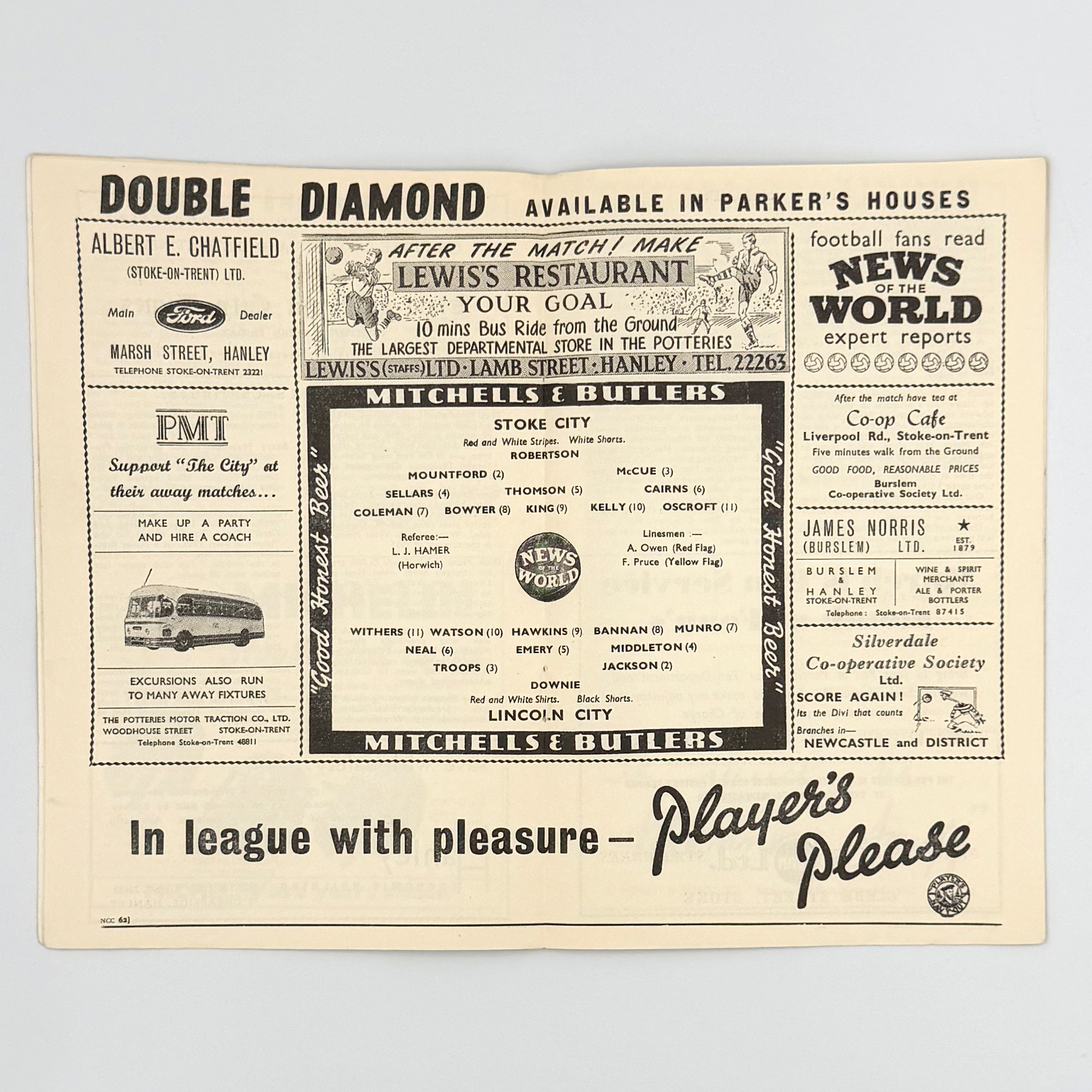 Stoke City vs Lincoln City Programme (23 February, 1957)