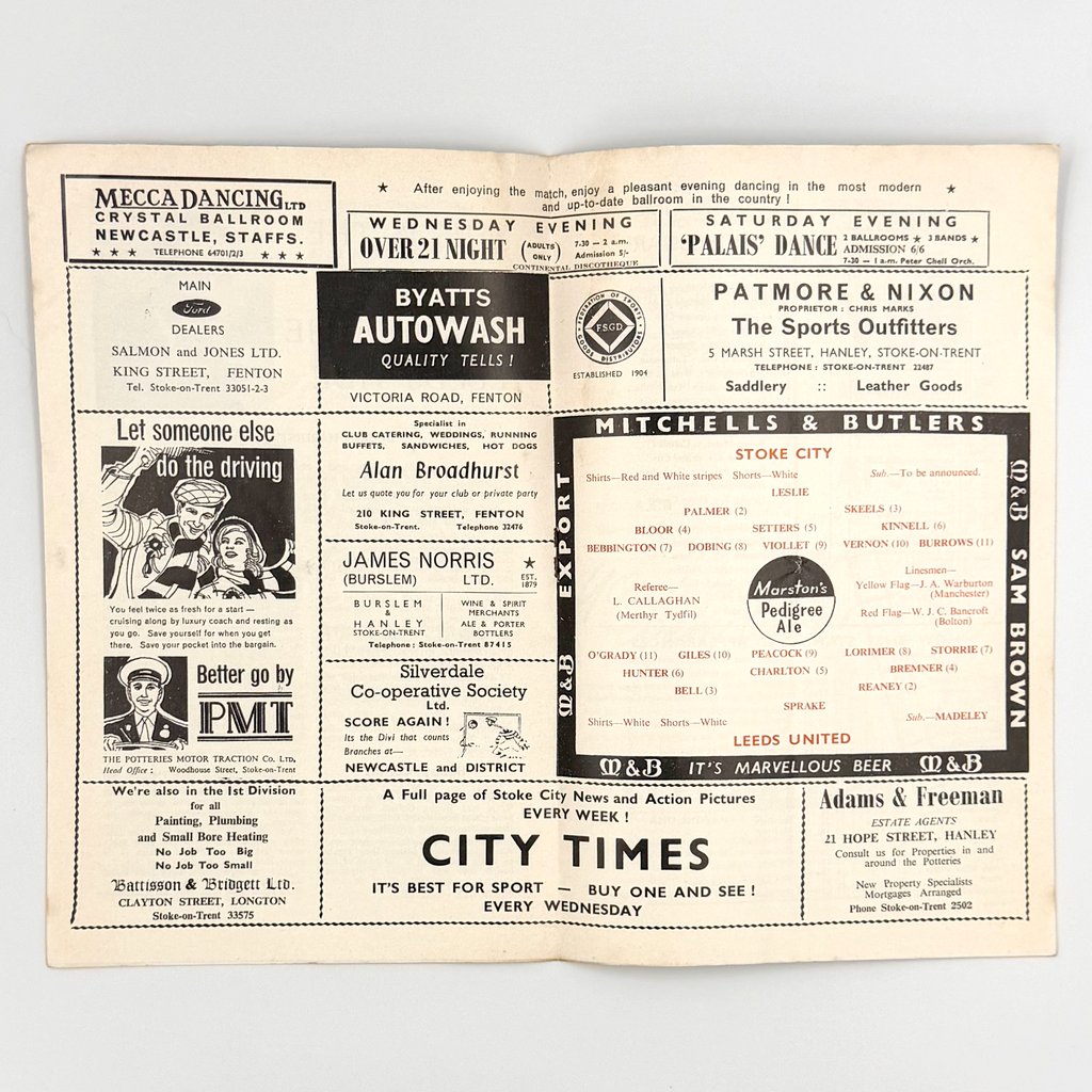 Stoke City vs Leeds United Programme (23 October, 1965)