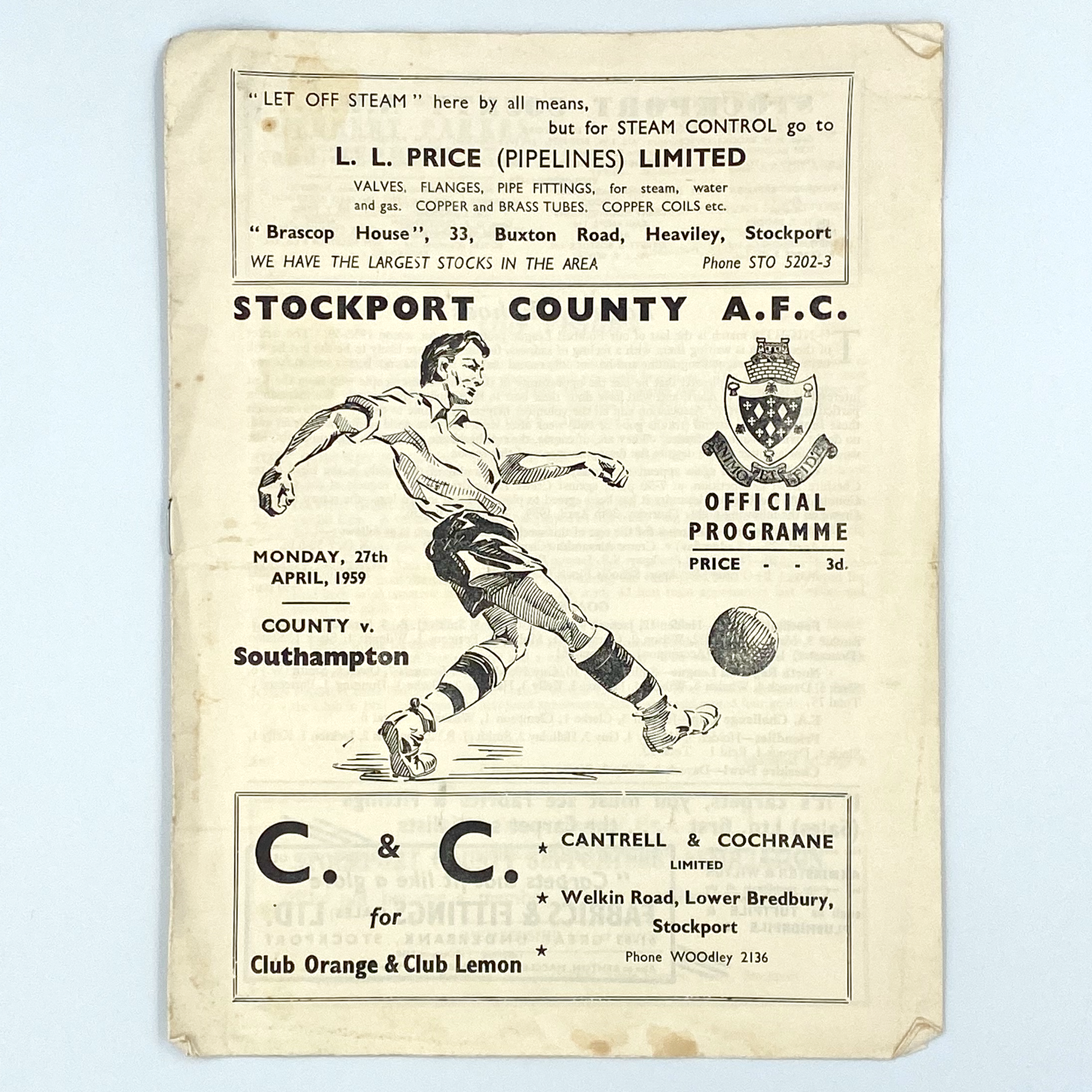 Stockport County vs Southampton Programme (27 April, 1959)