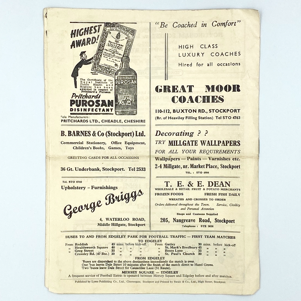 Stockport County vs Southampton Programme (27 April, 1959)