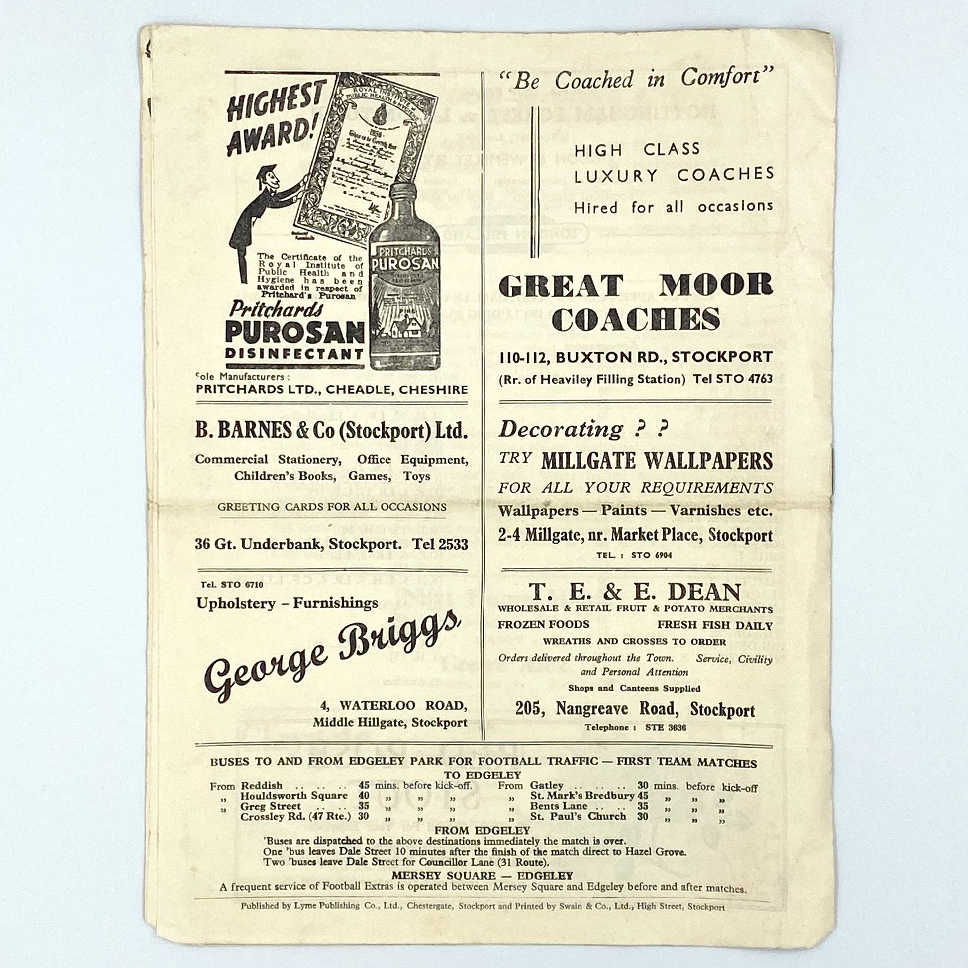 Stockport County vs Southampton Programme (27 April, 1959)