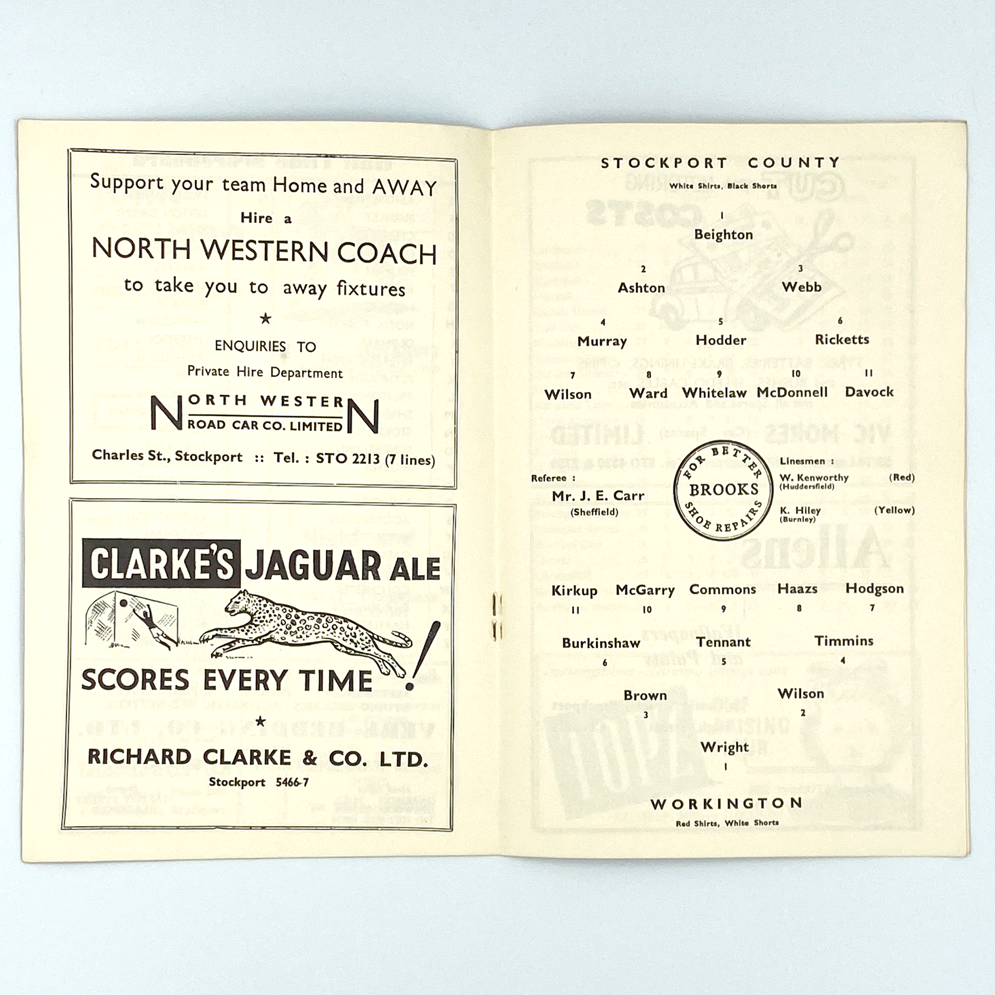 Stockport County vs Workington Programme (27 January, 1961)