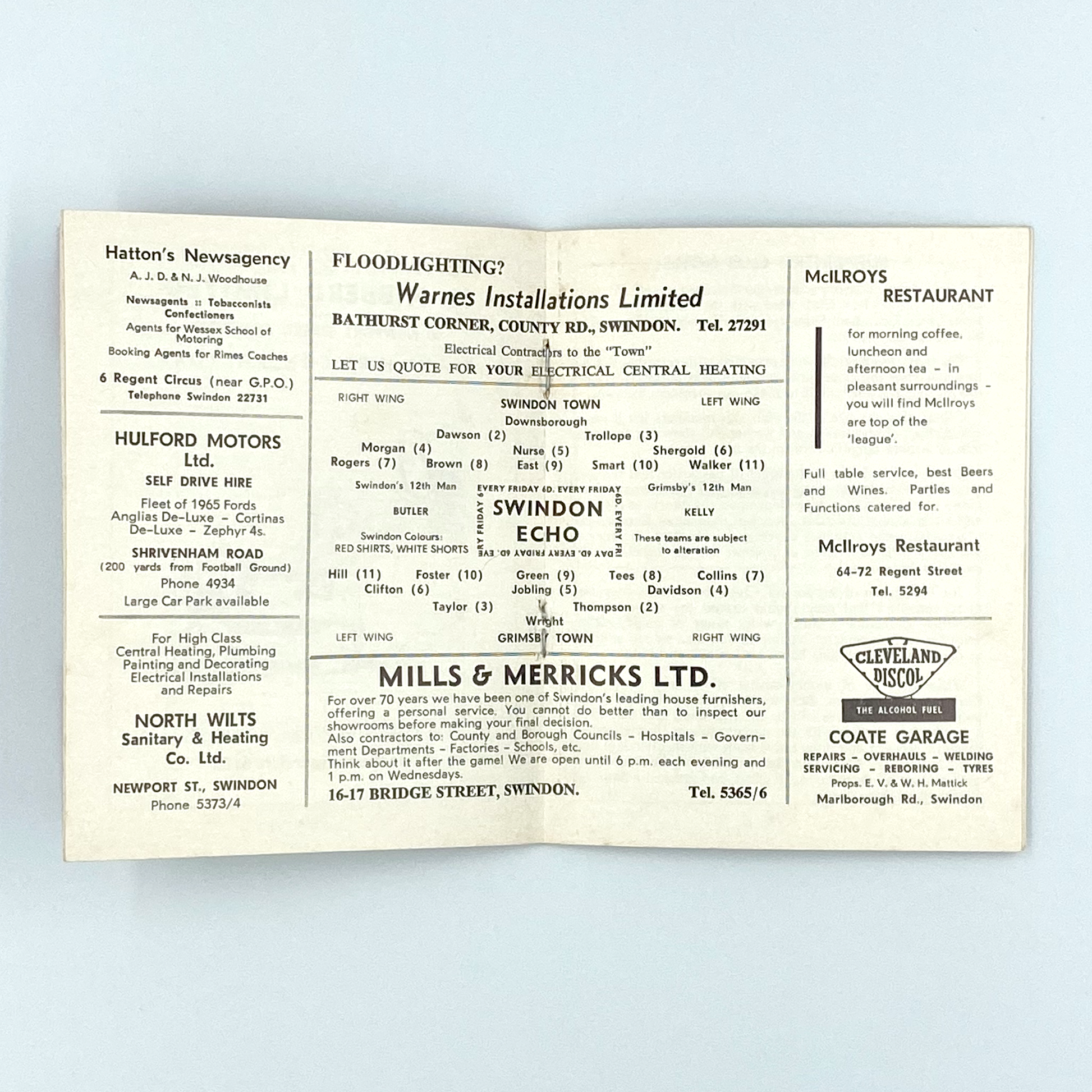 Swindon Town vs Grimsby Town Programme (28 December, 1965)