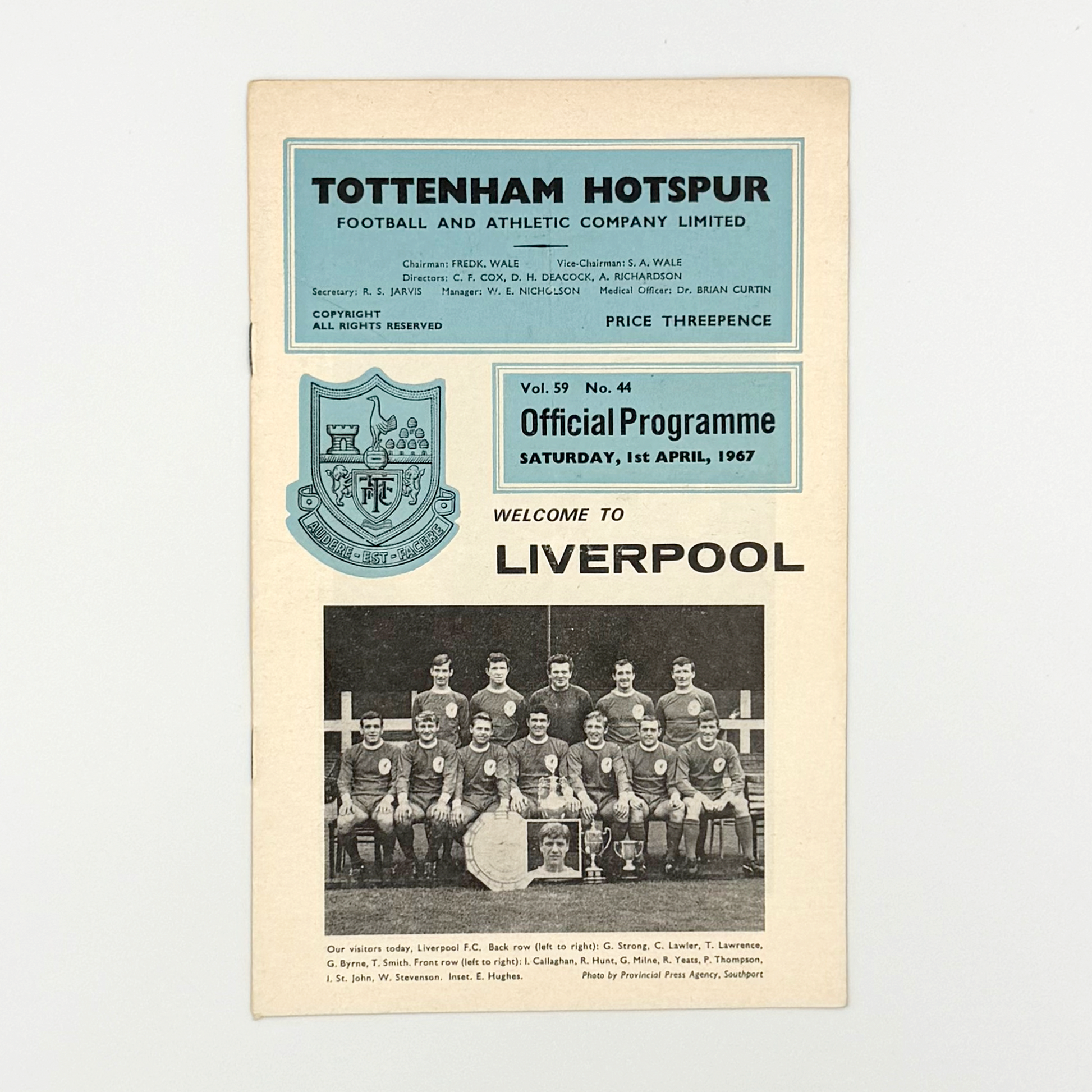 Tottenham Hotspur vs Liverpool Programme (1 April, 1967)