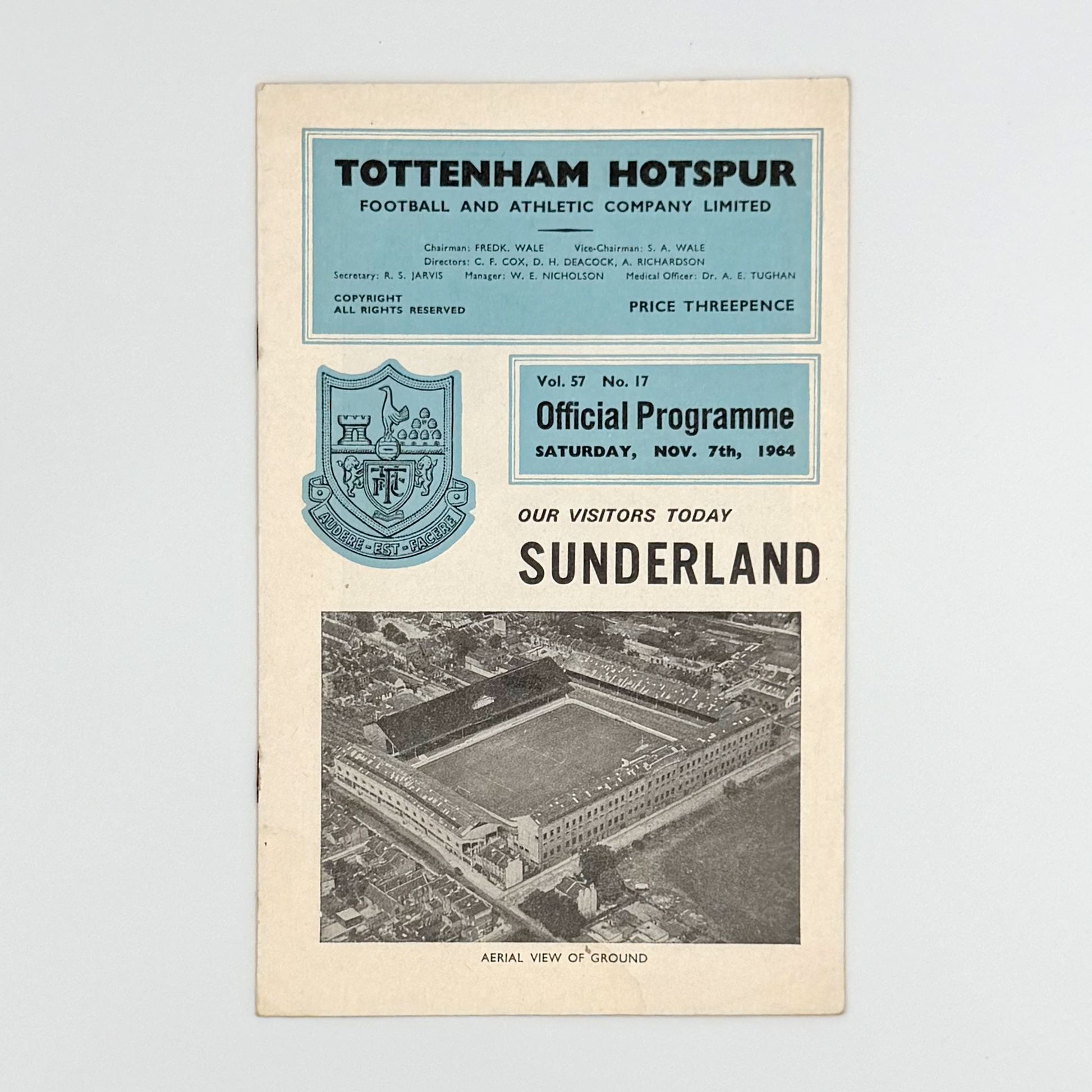 Tottenham Hotspur vs Sunderland Programme (7 November, 1964)