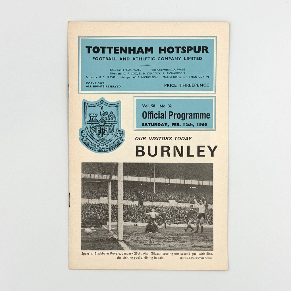 Tottenham Hotspur vs Burnley Programme (12 February, 1966)