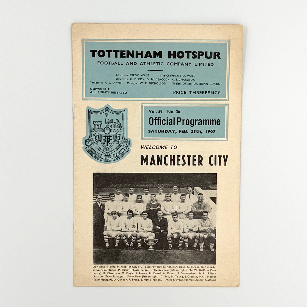 Tottenham Hotspur vs Manchester City Programme (25 February, 1967)