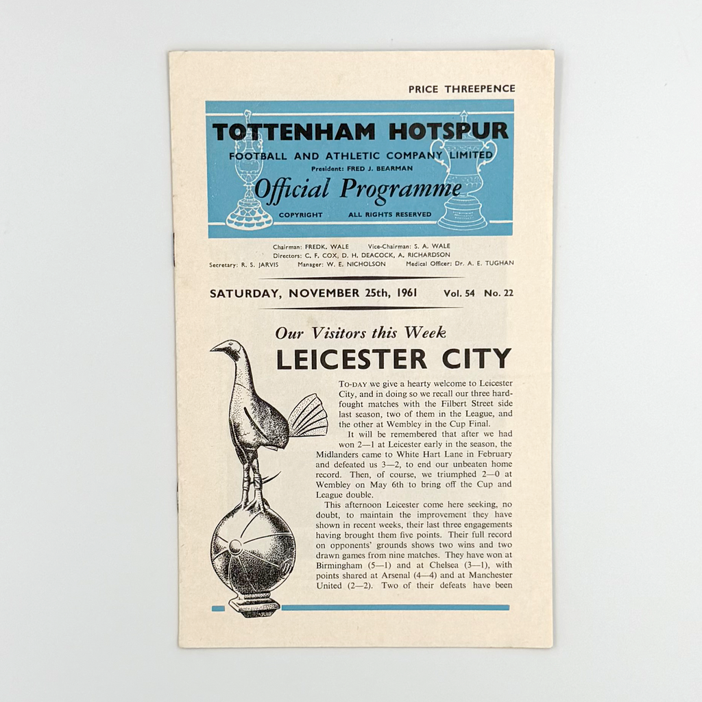 Tottenham Hotspur vs Leicester City Programme (25 November, 1961)