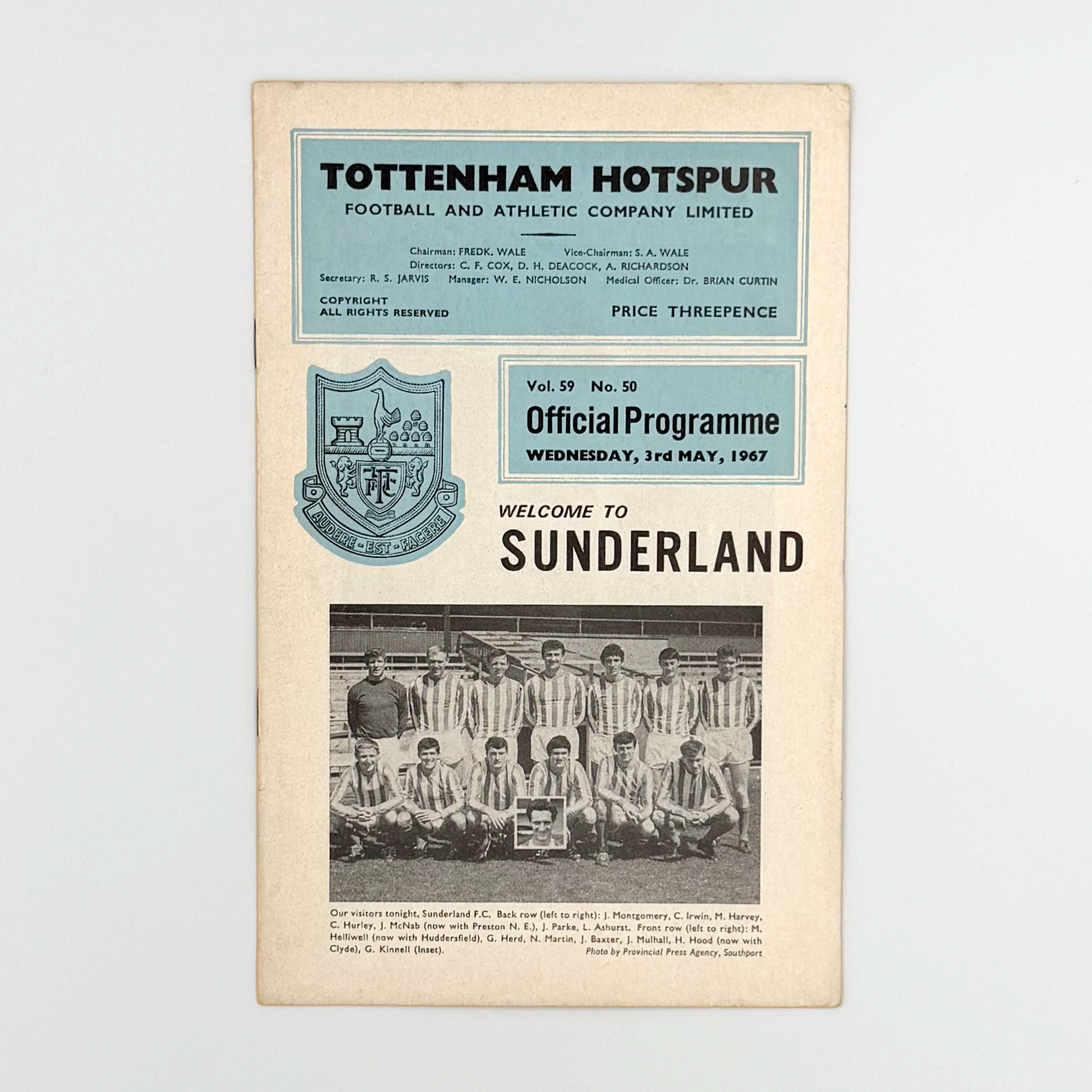 Tottenham Hotspur vs Sunderland Programme (3 May, 1967)