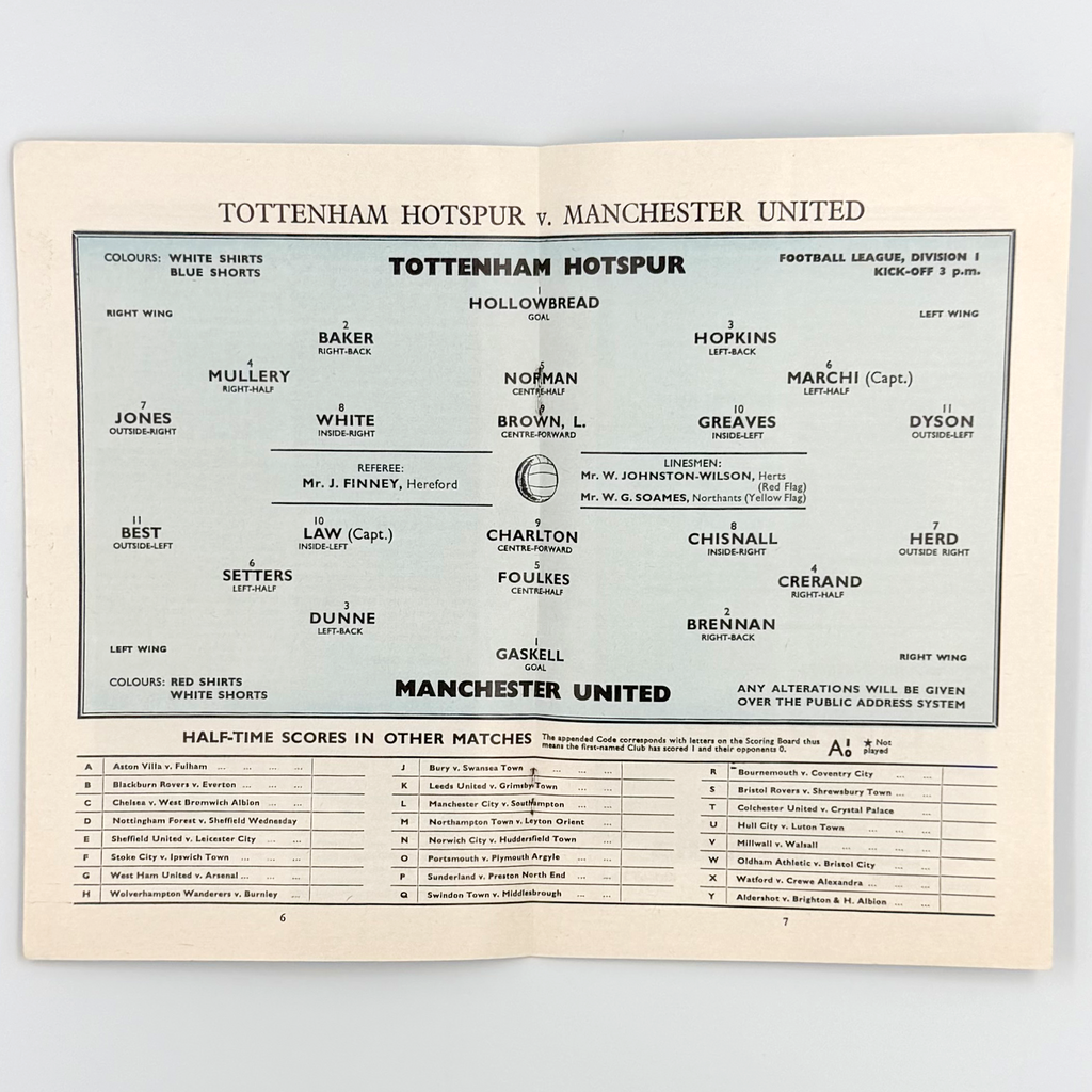 Tottenham Hotspur vs Manchester United Programme (21 March, 1964)