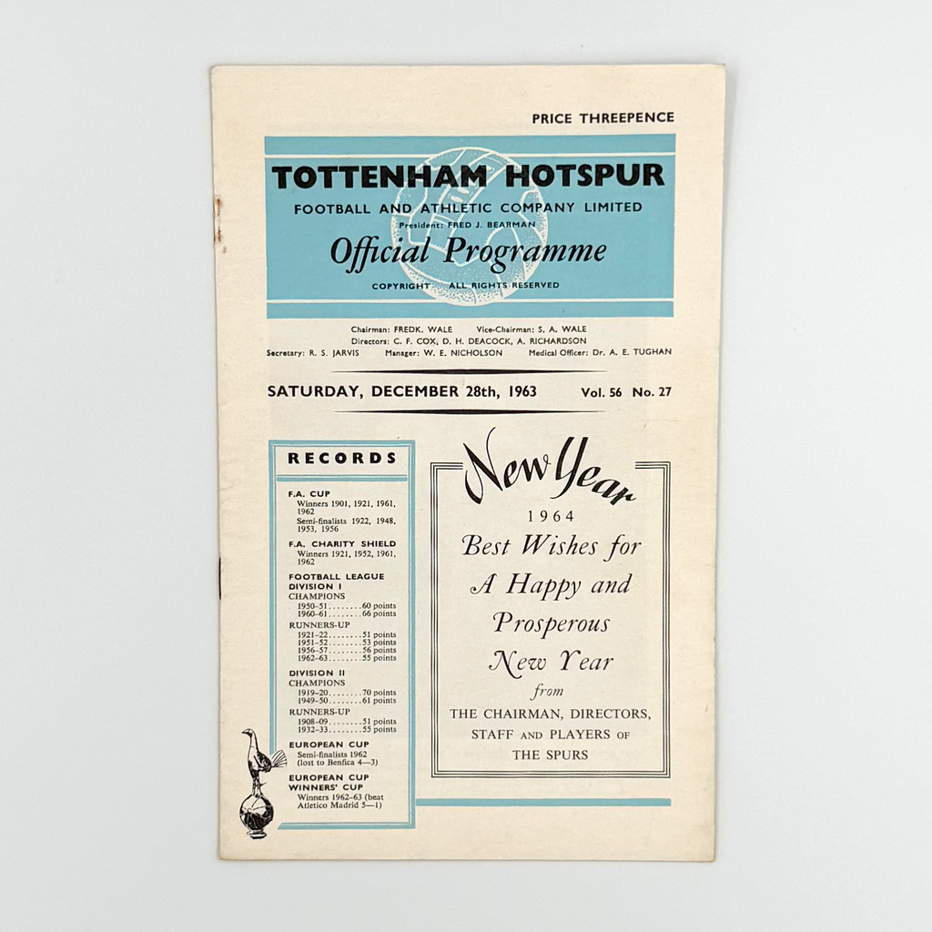 Tottenham Hotspur vs West Bromwich Albion Programme (28 December, 1963)