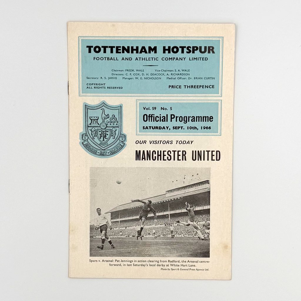 Tottenham Hotspur vs Manchester United Programme (10 September, 1966)