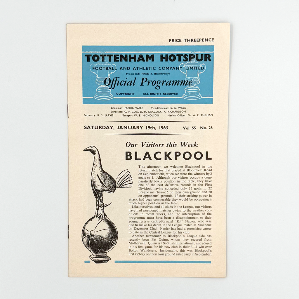 Tottenham Hotspur vs Blackpool Programme (19 January, 1963)