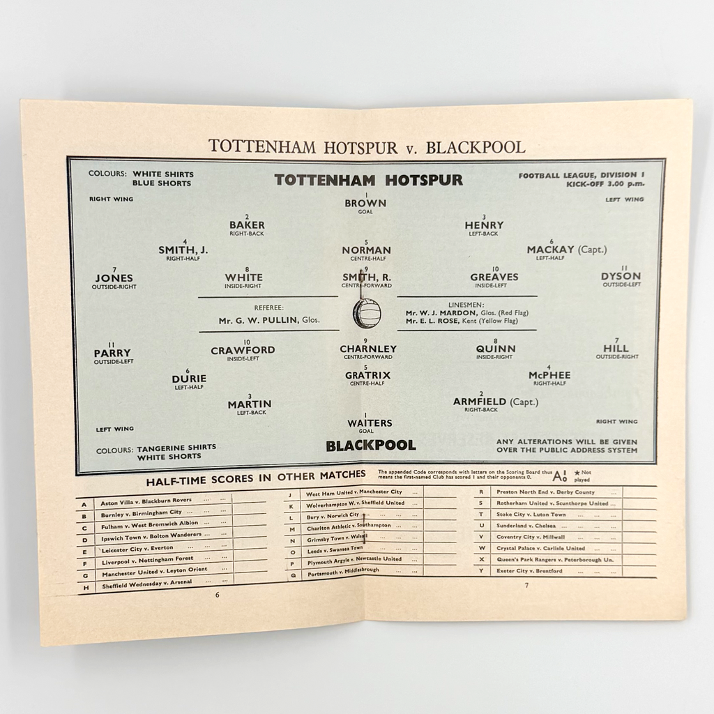 Tottenham Hotspur vs Blackpool Programme (19 January, 1963)