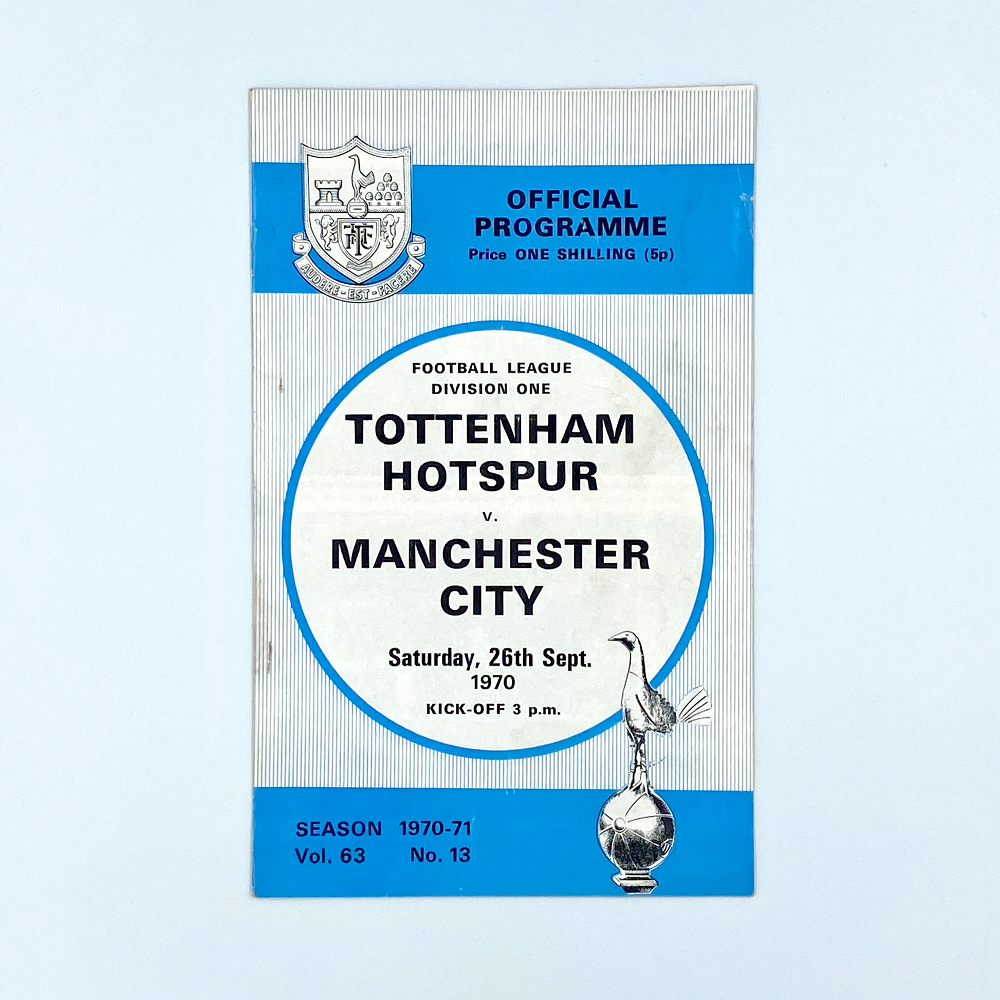Tottenham Hotspur vs Manchester City Programme (26 September, 1970)