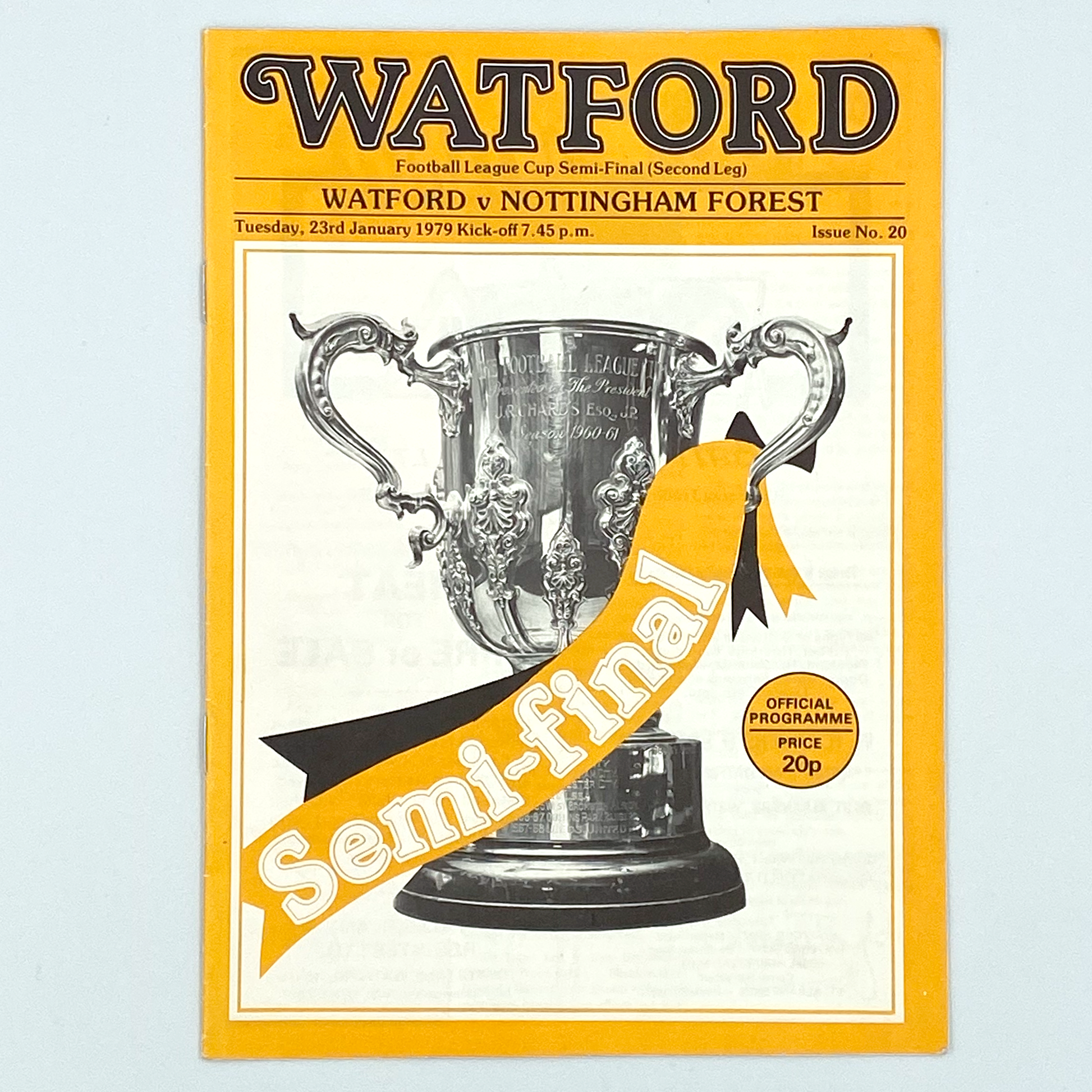 Watford vs Nottingham Forest, League Cup Semi Final 2nd Leg Programme (23 January, 1979)