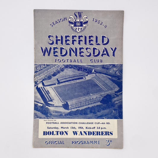 Sheffield Wednesday vs Bolton Wanderers Programme (13 March, 1954)