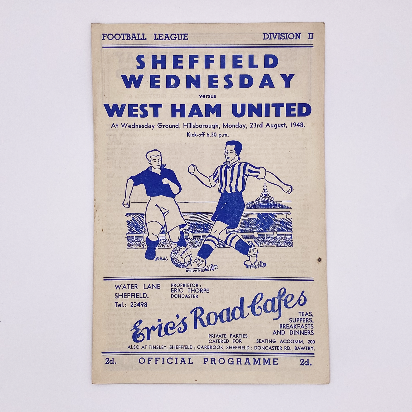 Sheffield Wednesday vs West Ham United Programme (23 August, 1948)