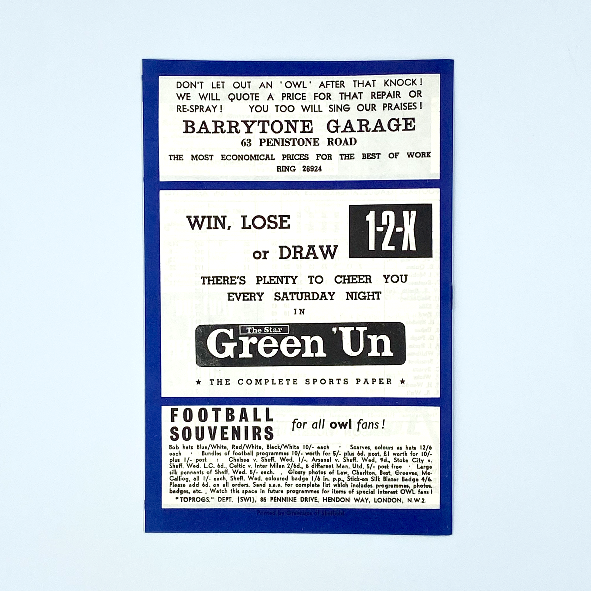 Sheffield Wednesday vs Nottingham Forest Programme (20 April, 1968)