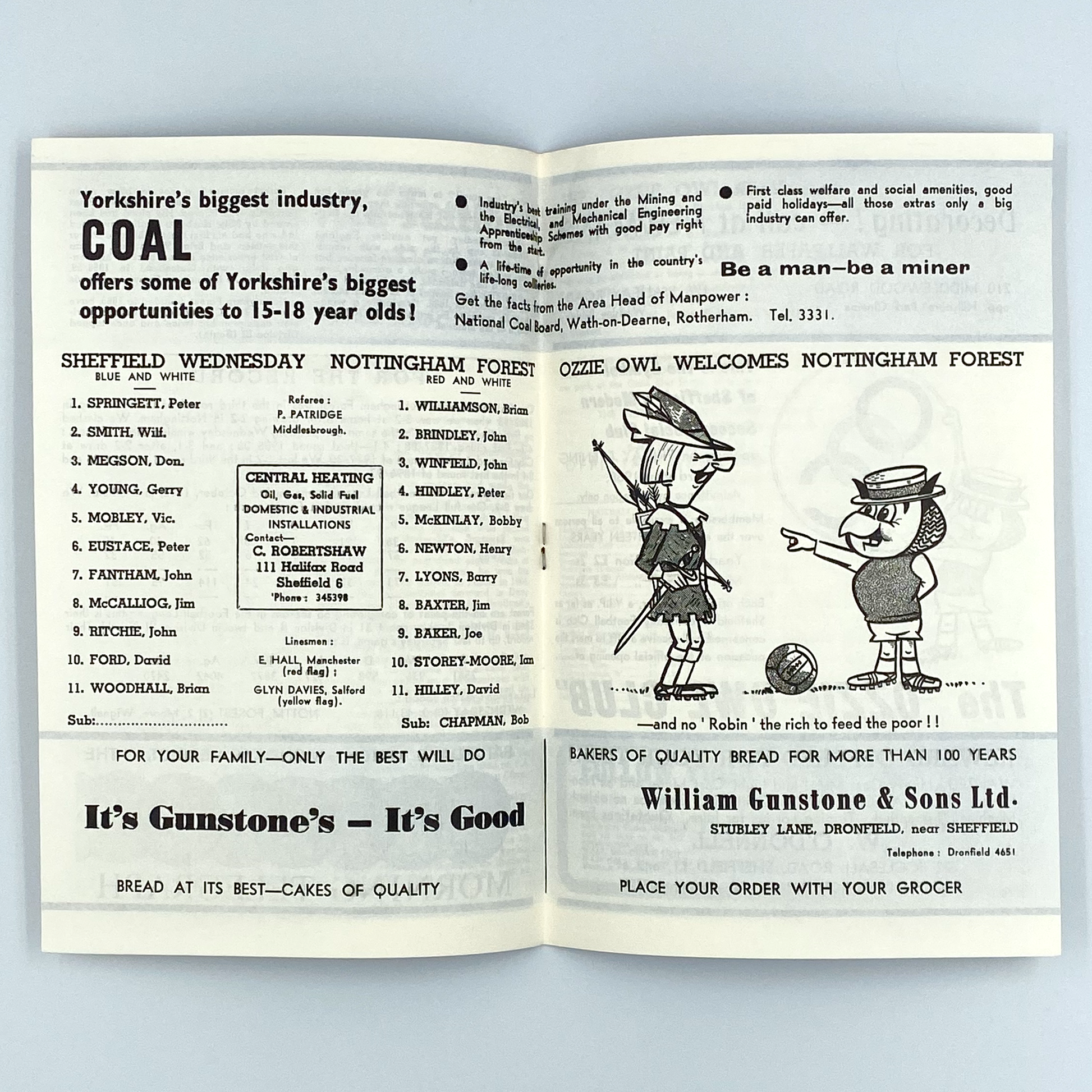 Sheffield Wednesday vs Nottingham Forest Programme (20 April, 1968)