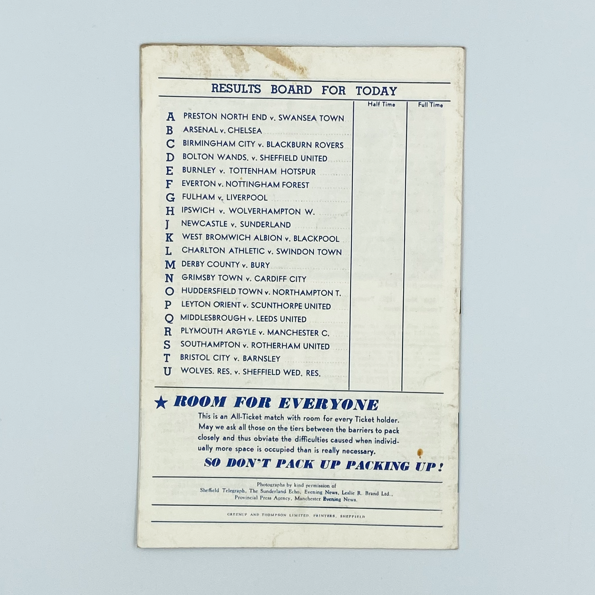 Manchester United vs West Ham United FA Cup Semi-Final Programme (14, March 1964)