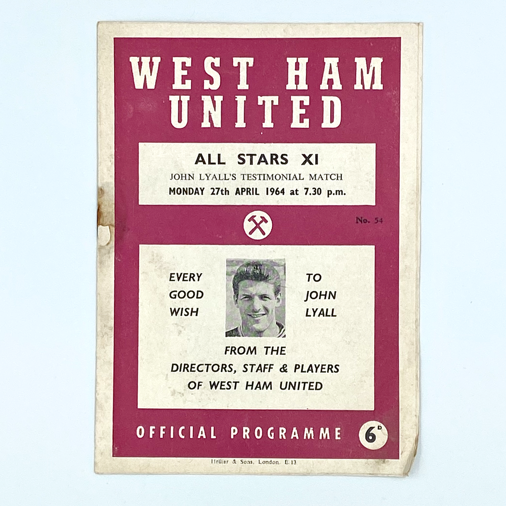 John Lyall Testimonial Match Programme (27 April, 1964)