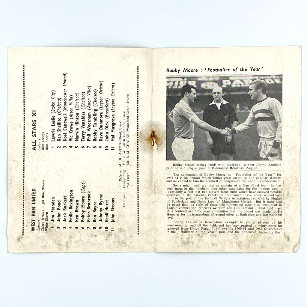 John Lyall Testimonial Match Programme (27 April, 1964)