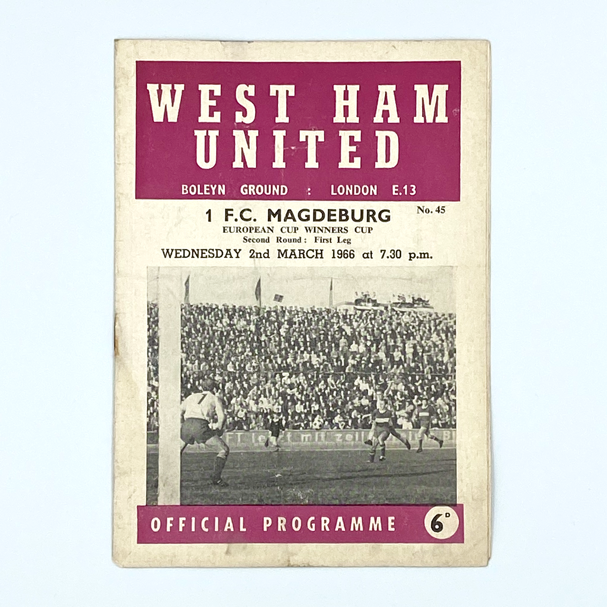 West Ham United vs FC Magdeburg Programme (2 March, 1966)