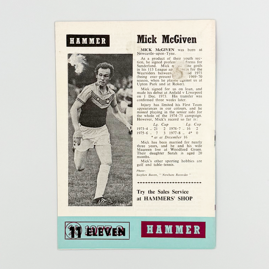 West Ham United vs Birmingham City Programme (26 Decemeber, 1977)
