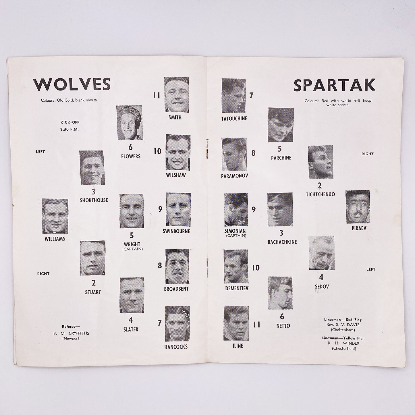 Wolverhampton Wanderers vs Spartak Moscow Programme (16 November, 1954)