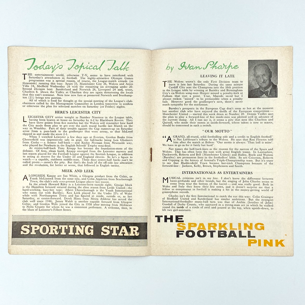 Wolverhampton Wanderers vs Leicester City Programme (7 September, 1960)