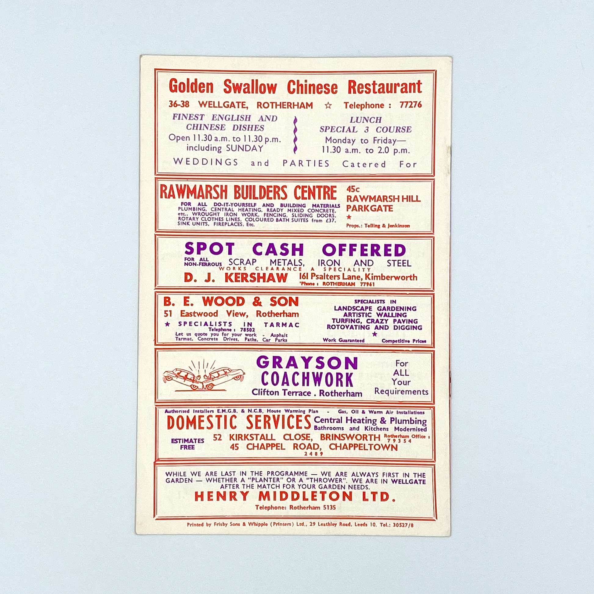 Rotherham United vs Charlton Athletic Programme (16 April, 1968)