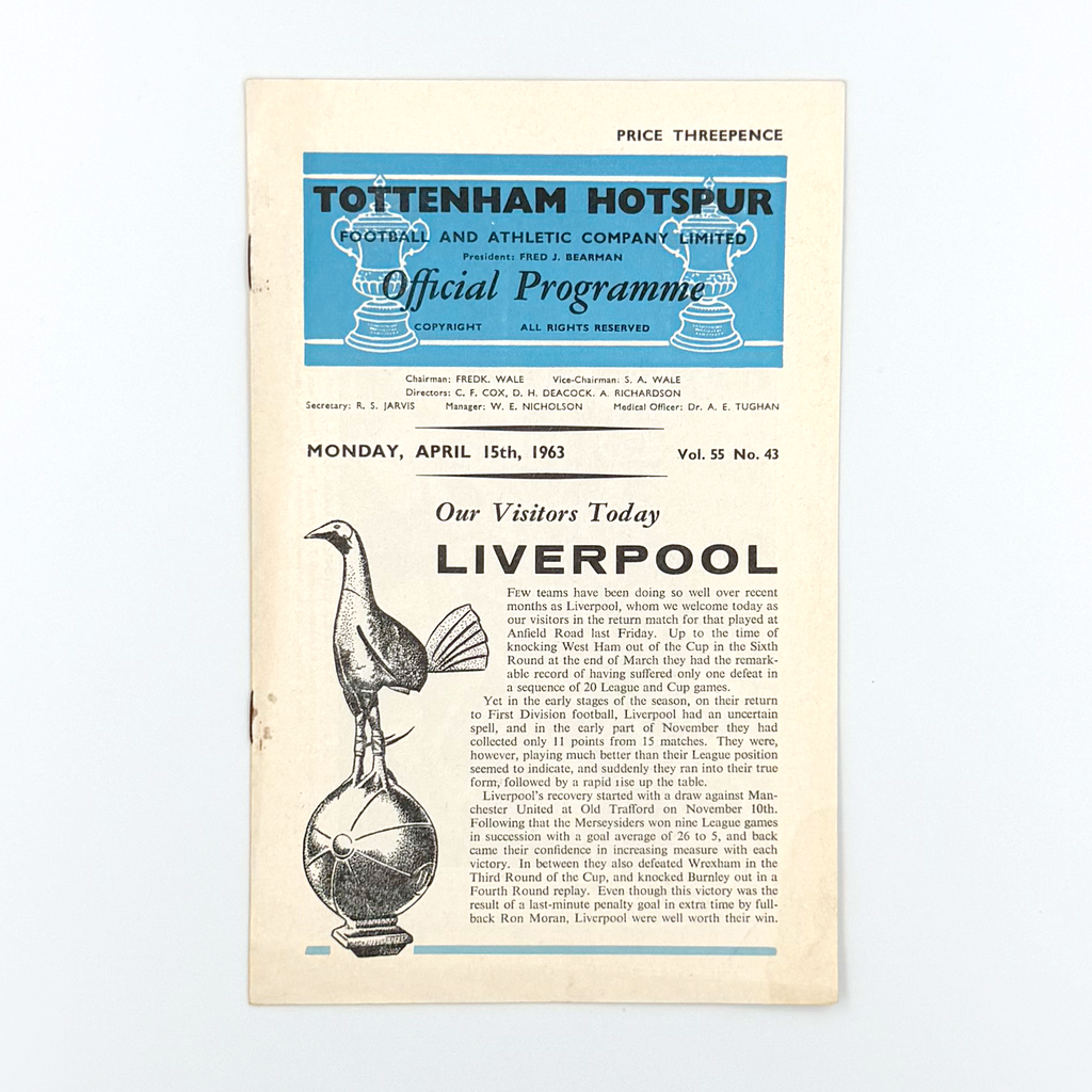 Tottenham Hotspur vs Liverpool Programme (15 April, 1963)