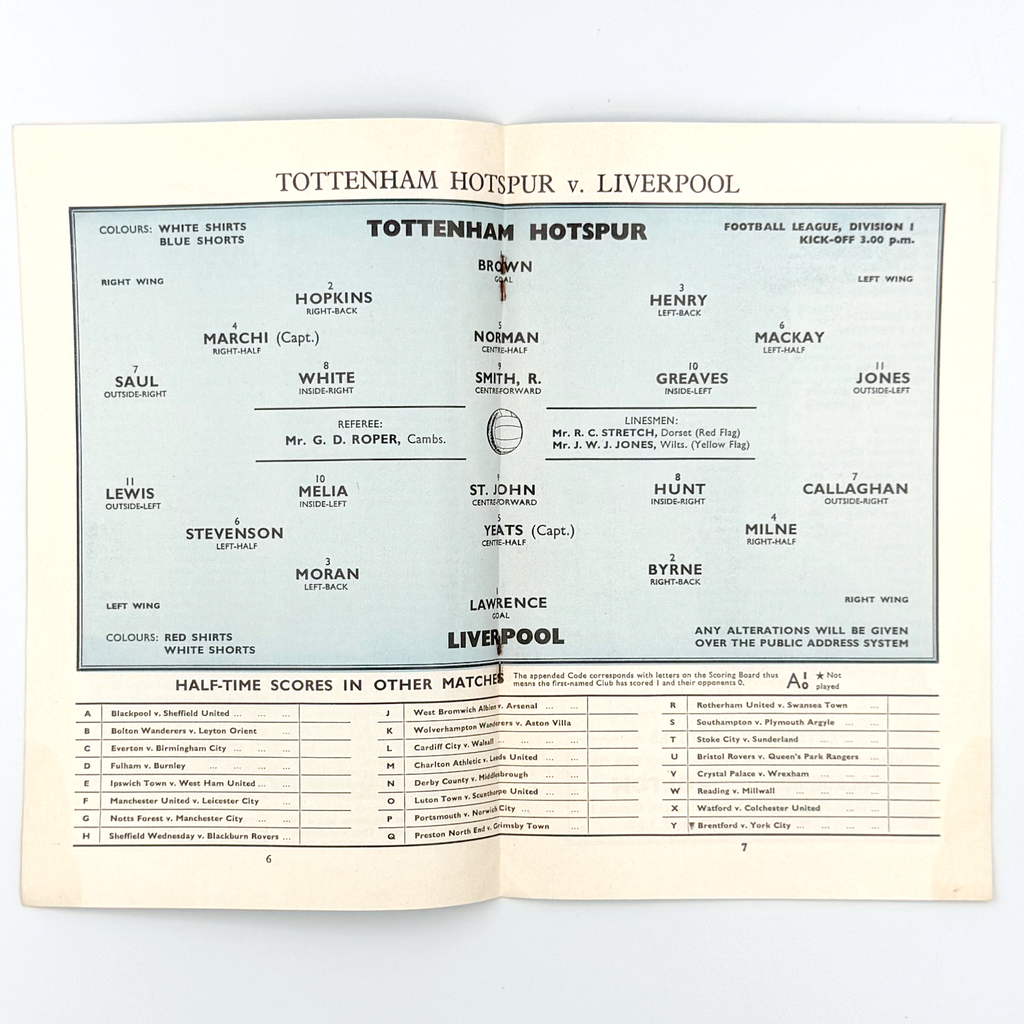 Tottenham Hotspur vs Liverpool Programme (15 April, 1963)