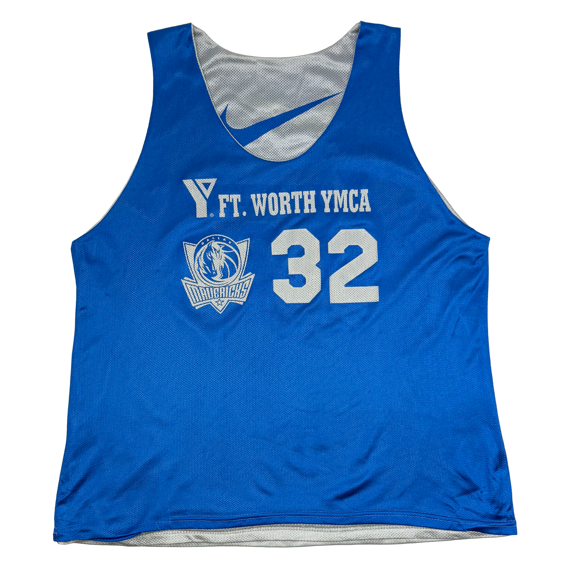 Dallas Mavericks Fort Worth YMCA Blue/Silver Reversible Basketball Vest | Medium