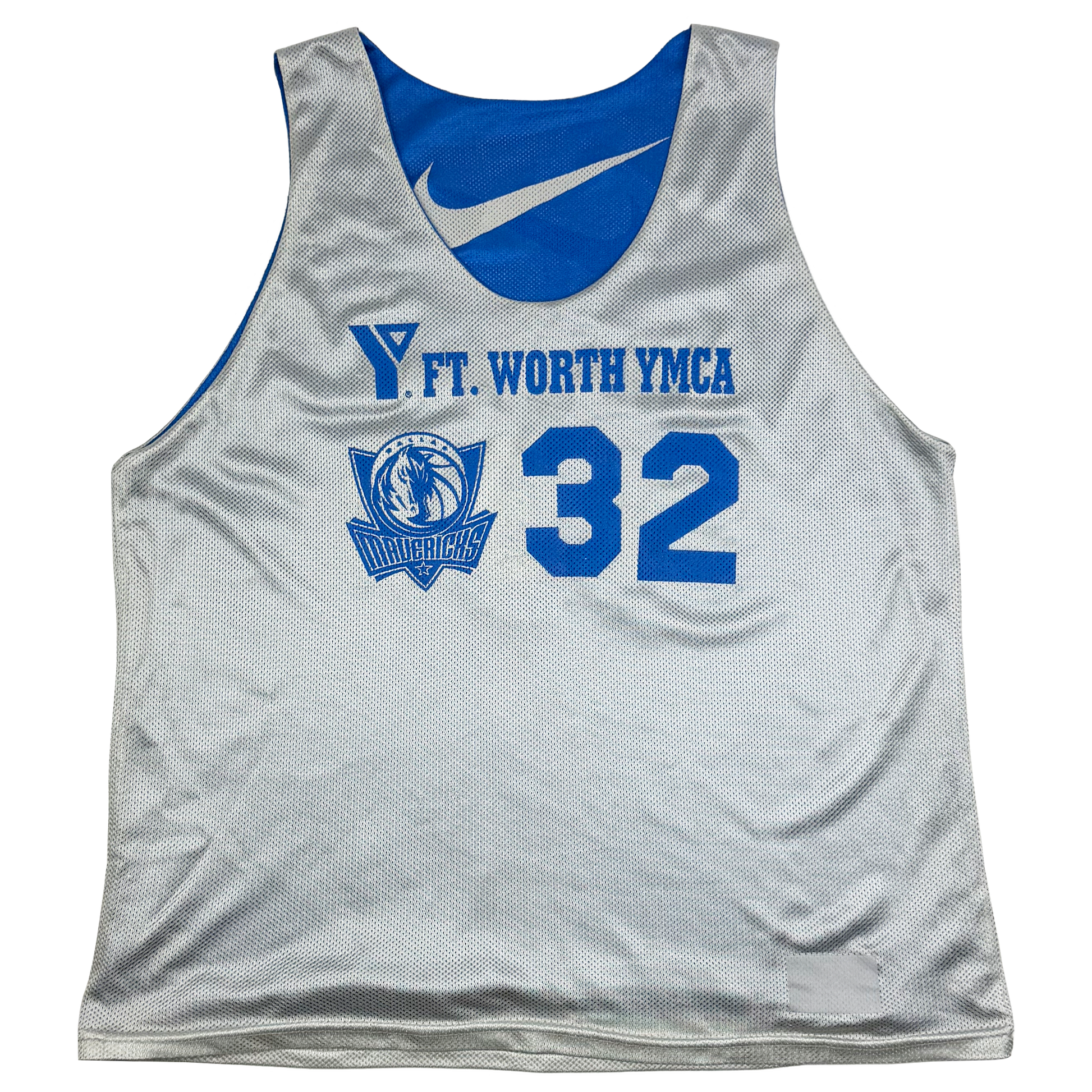 Dallas Mavericks Fort Worth YMCA Blue/Silver Reversible Basketball Vest | Medium