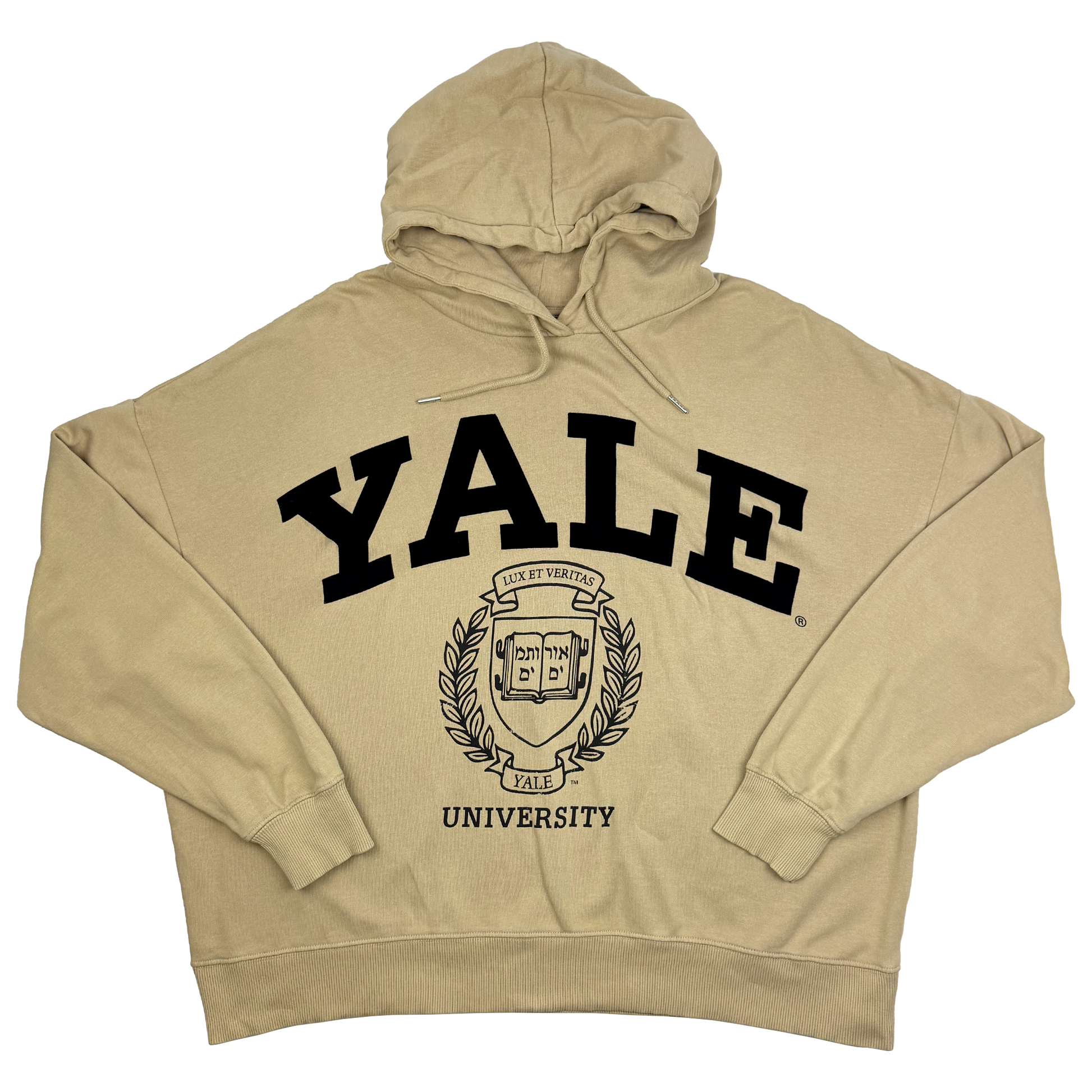 Yale University Sand Oversized Cropped Hoodie | Women's Extra Large