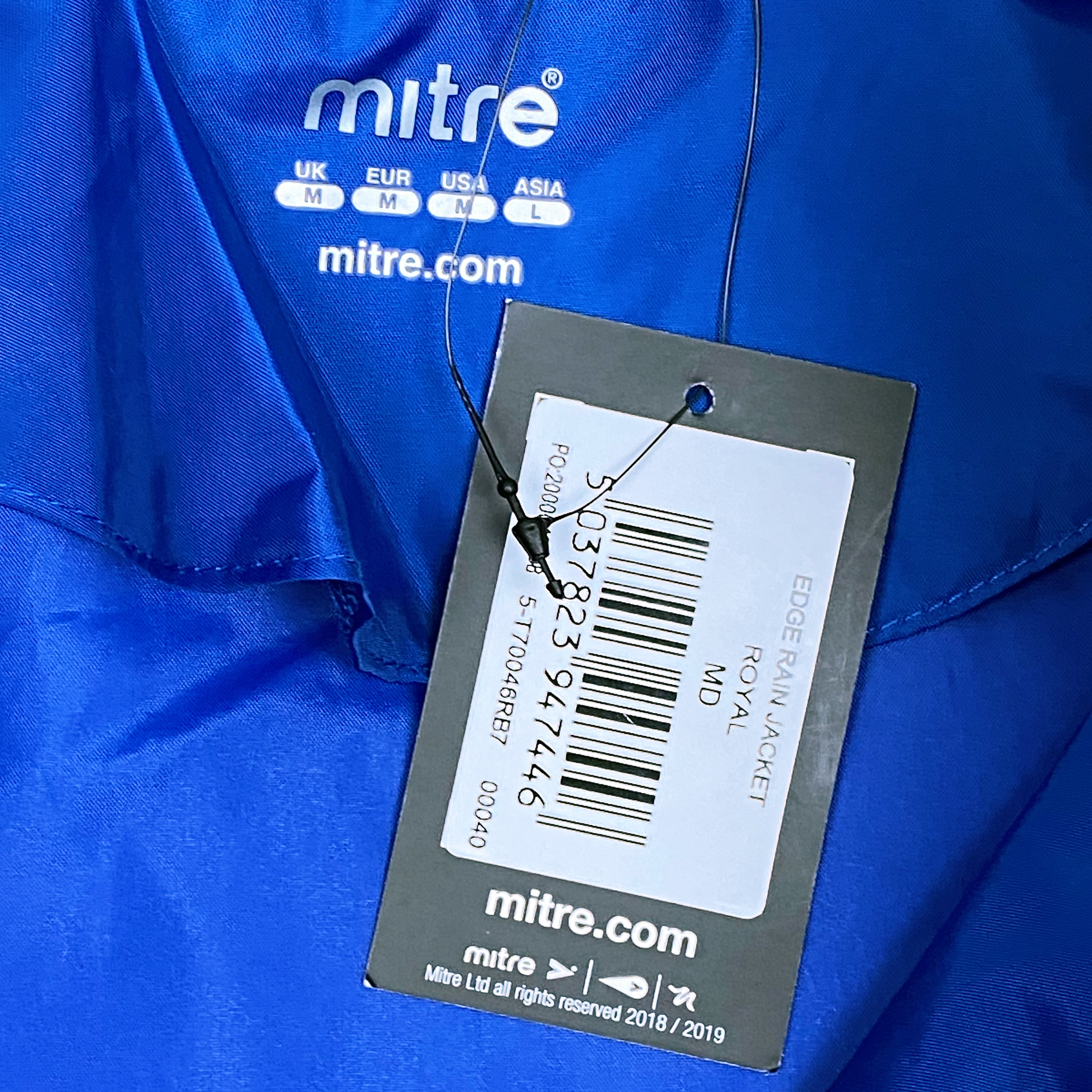 Mitre Edge Blue Rain Jacket | Medium