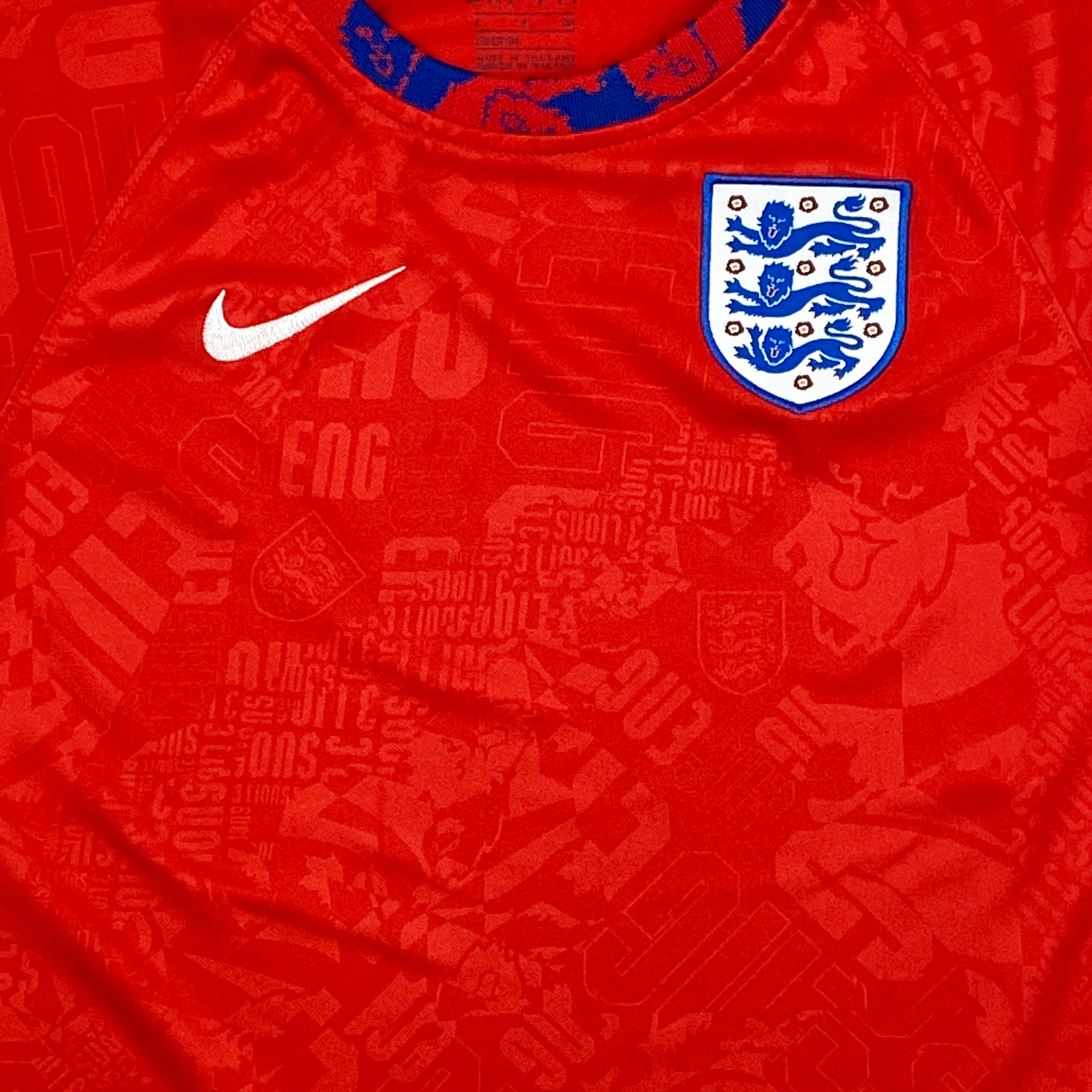 red england pre match shirt