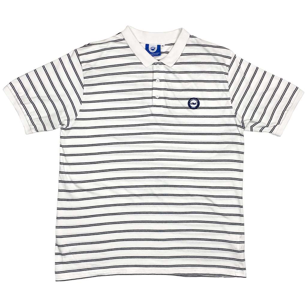 Brighton & Hove Albion Striped White Polo Shirt | Extra Large