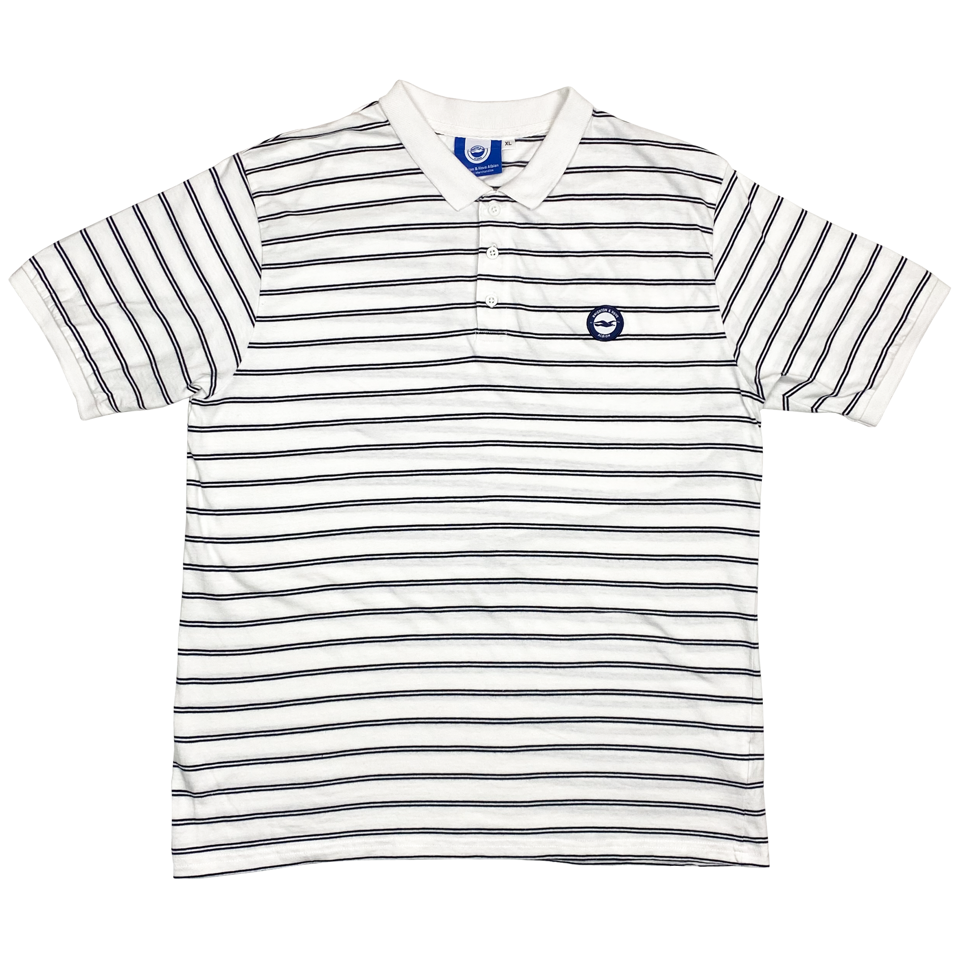 Brighton & Hove Albion Striped White Polo Shirt | Extra Large