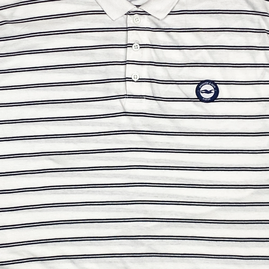 Brighton & Hove Albion Striped White Polo Shirt | Extra Large