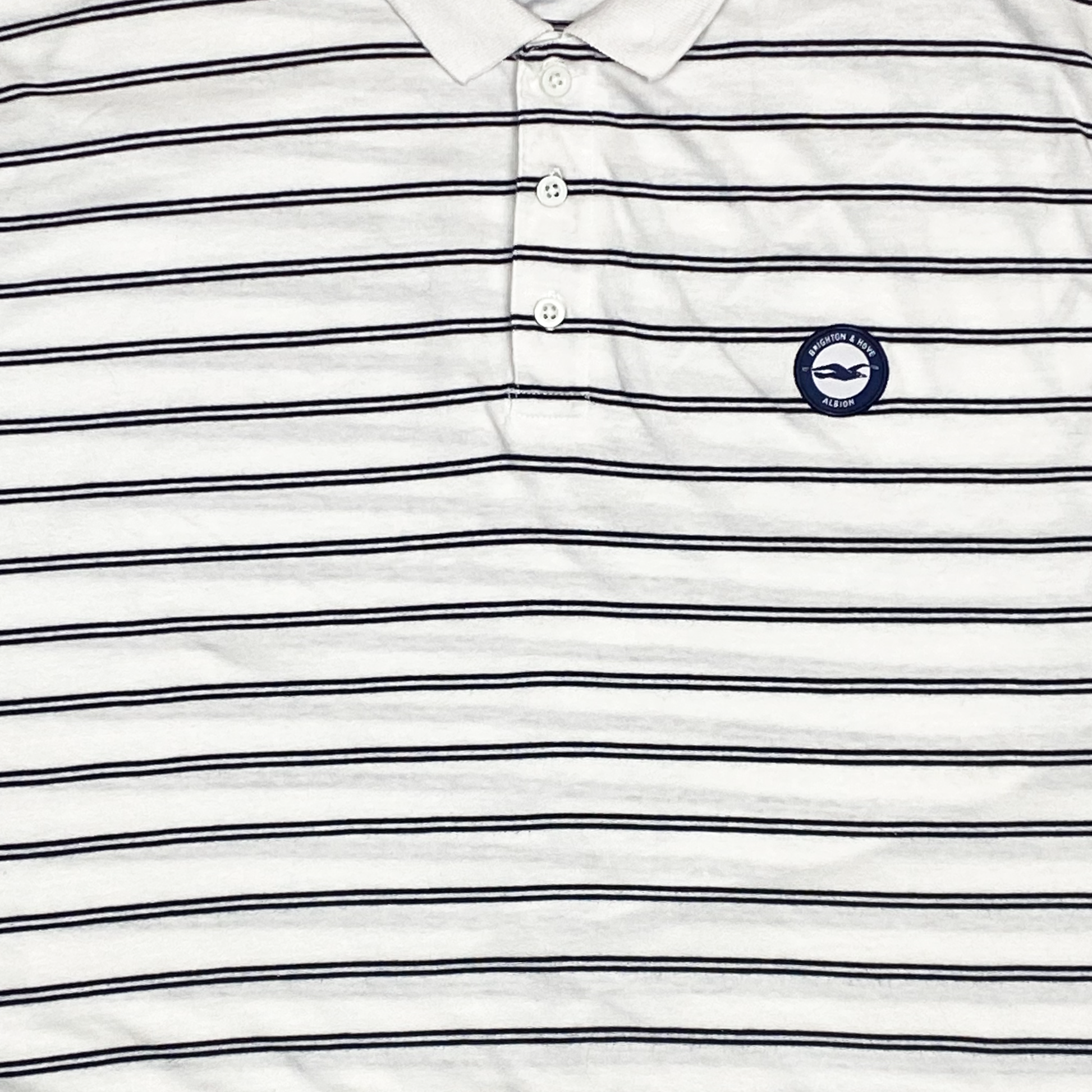 Brighton & Hove Albion Striped White Polo Shirt | Extra Large
