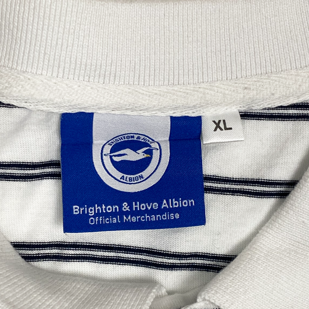 Brighton & Hove Albion Striped White Polo Shirt | Extra Large