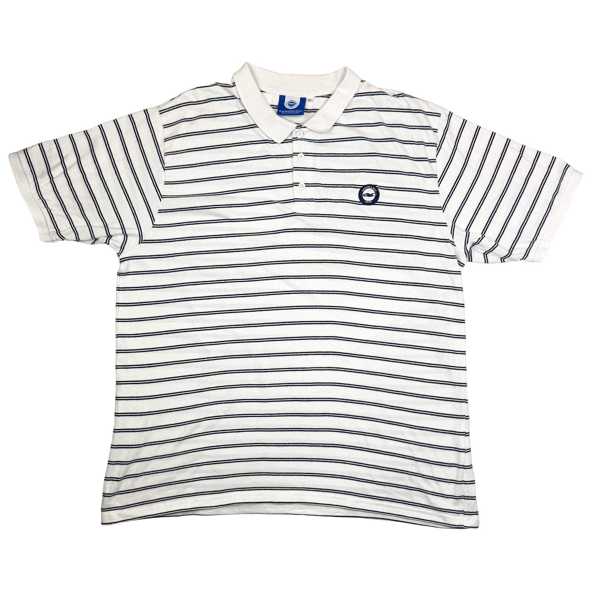 Brighton & Hove Albion Striped White Polo Shirt | XXL