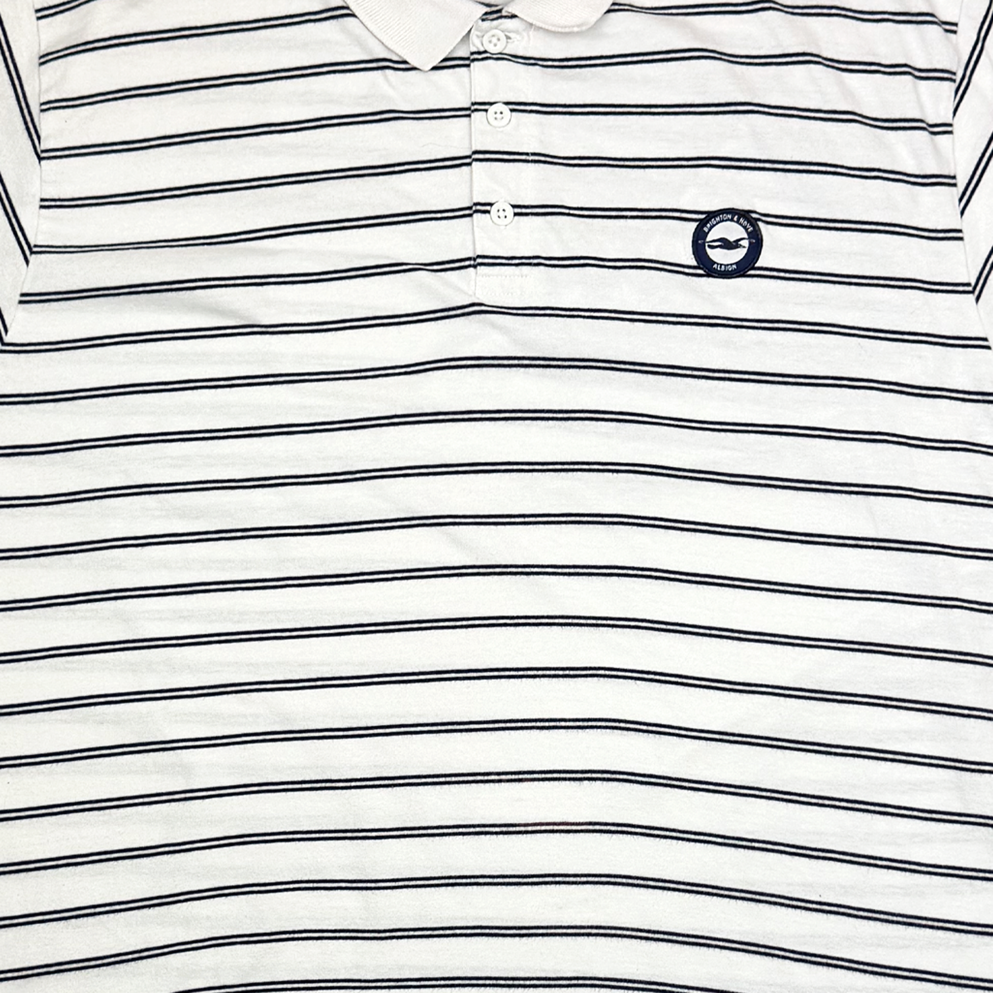 Brighton & Hove Albion Striped White Polo Shirt | XXL