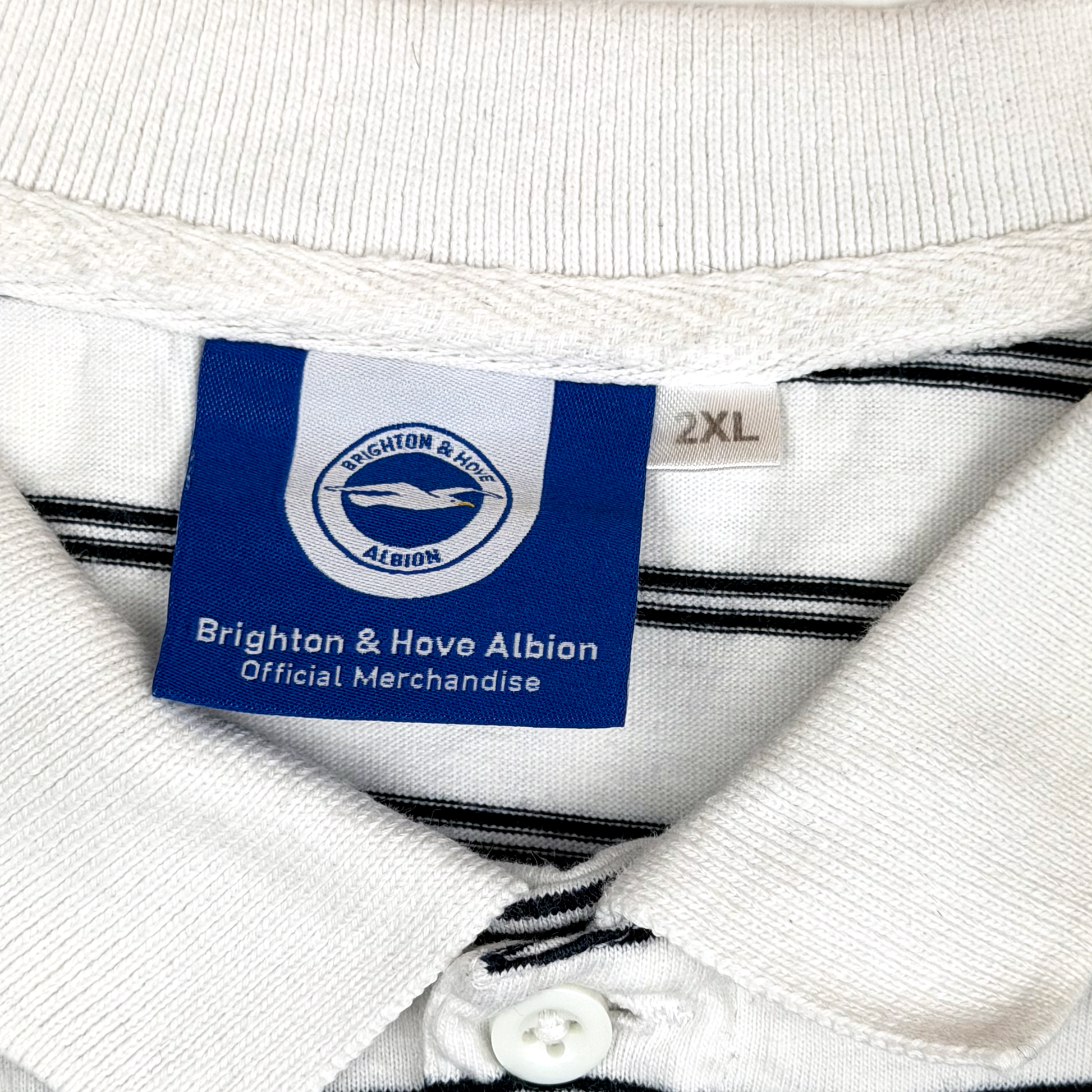 Brighton & Hove Albion Striped White Polo Shirt | XXL
