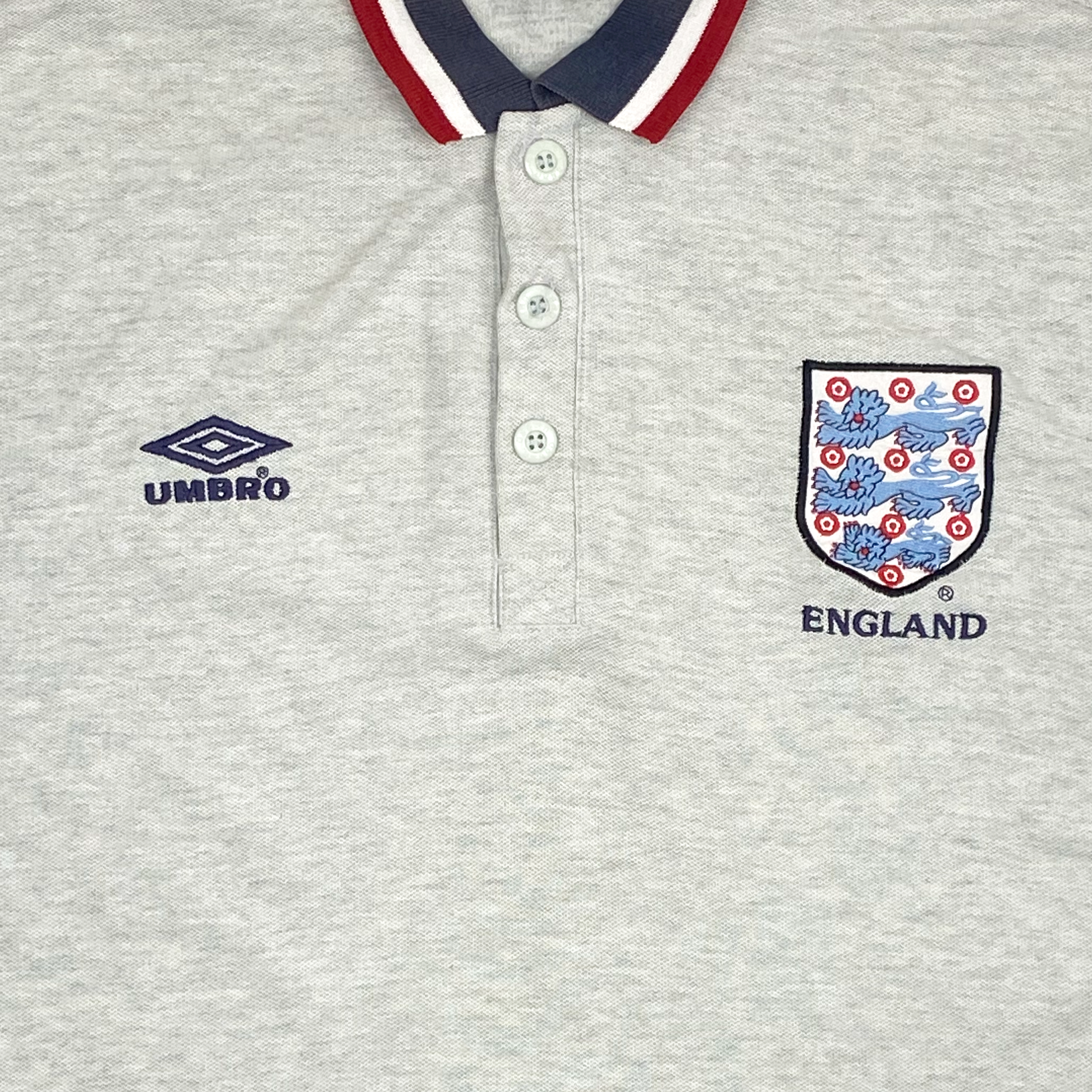 England Umbro Polo Shirt Grey (1996) | Medium